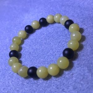 Black and Yellow Beaded Bracelet with Natural Stones